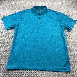 PGA Tour Golf Shirt Men XXL Blue Green Embroidered Casual Outdoor Golfer Golfing